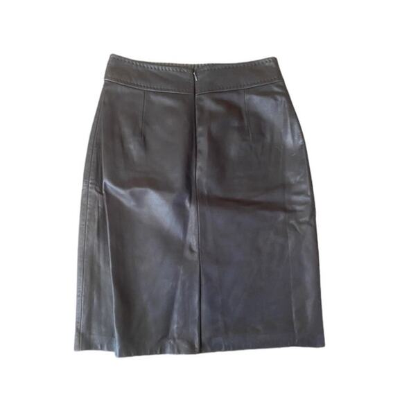 Elie Tahari Chocolate Brown Leather Pencil Skirt Size 2 - Picture 2 of 4